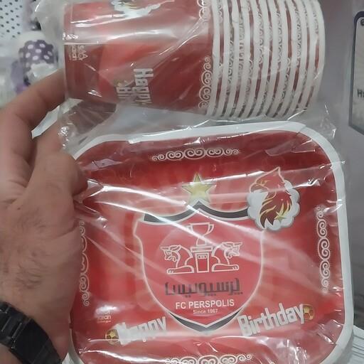 بشقاب و لیوان 12 تایی تم تولد پرسپولیس
